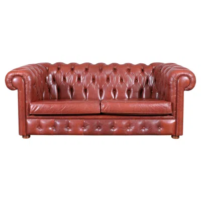 Pre-owned 1stdibs Vintage Tufted Leather Chesterfield Loveseat In Brown
