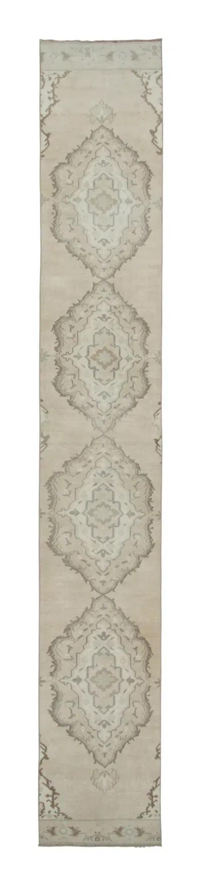 Pre-owned 1stdibs Vintage Turkish Extra-long Runner Ornate Medallion Set In Beige - Rug & Kilim In Brown