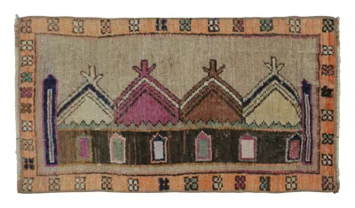 Pre-owned 1stdibs Vintage Turkish Gift-sized Rug With Polychrome Geometric Design - Rug & Kilim In Brown