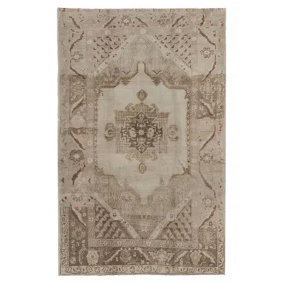 Pre-owned 1stdibs Vintage Turkish Oushak Area Rug, 4'6 X 6'11 Hand-woven Wool, Floral Design, 1940 In Brown