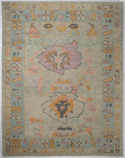 Pre-owned 1stdibs Vintage Turkish Oushak Rug, 5'4"x6'10" Hand-knotted Wool Pastel In Brown