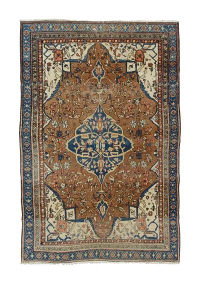 Pre-owned 1stdibs Vintage Turkish Rug With Central Medallion In Beige, Brown & Blue - Rug & Kilim