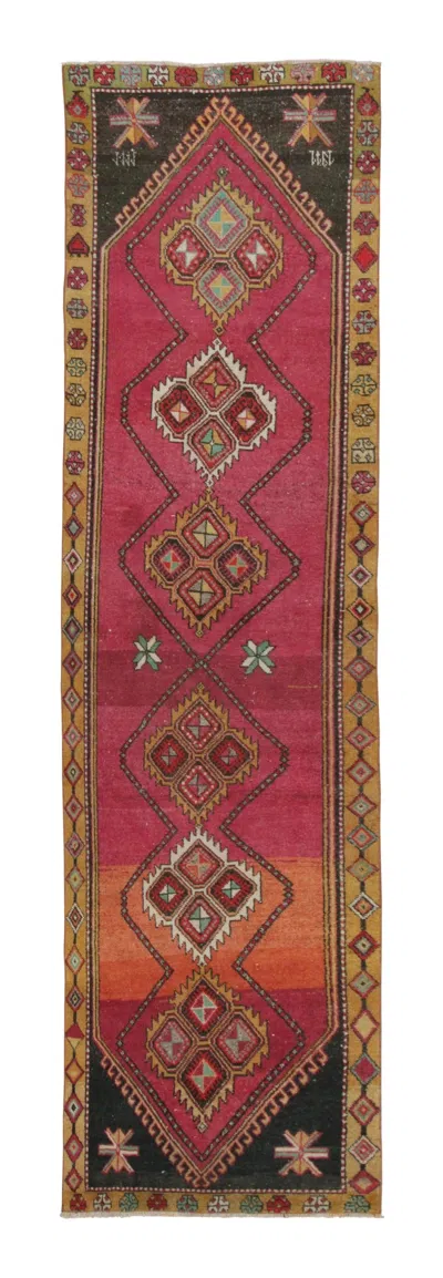Pre-owned 1stdibs Vintage Turkish Runner With Medallion Grid In Vibrant Multicolor - Rug & Kilim In Brown