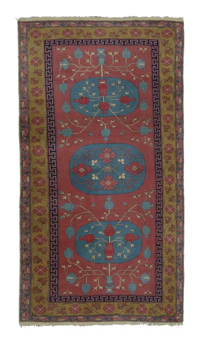 Pre-owned 1stdibs Vintage Turkish Runner With Vase Vinery & Oval Medallions - Rug & Kilim In Brown