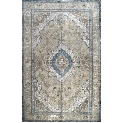 Pre-owned 1stdibs Vintage Turkish Tabriz-style Rug, Hand-knotted Wool, 9'8"x15'8" In Gray