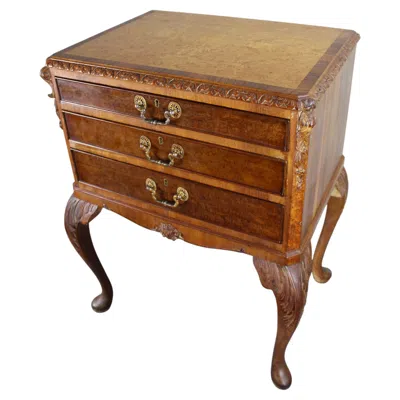 Pre-owned 1stdibs Vintage Walnut Chest Of Drawers With Cabriole Legs And Gilt Handles In Brown