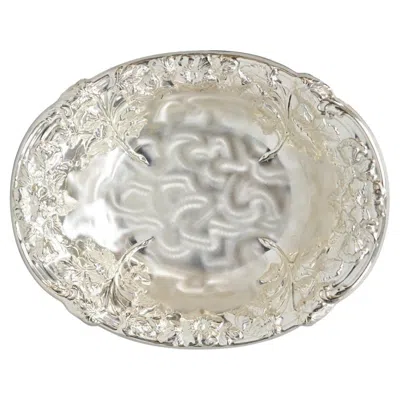 Pre-owned 1stdibs Vintage Wmf Germany Ikora Silver Plated Brass Floral Repousse Nut Dish Bowl