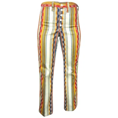Pre-owned 1stdibs Vintage Wrangler Striped Color Blocked Pants, Size Xxs, New Old Stock 1960s -70s In Brown