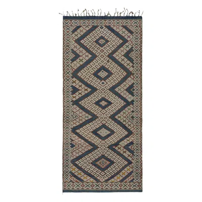 Pre-owned 1stdibs Vintage Zayane Moroccan Kilim Rug, With Geometric Patterns, From Rug & Kilim In Gray