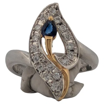 Pre-owned 1stdibs Viola Platinum And 18k Yellow Gold Ring With 0.20ct Sapphire