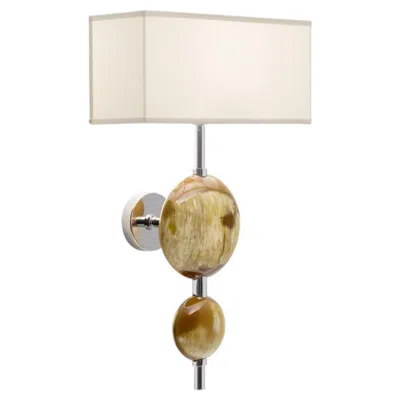 Pre-owned 1stdibs Vittoria Wall Sconce In Horn, Stainless Steel & Ivory Shantung By Arcahorn In White