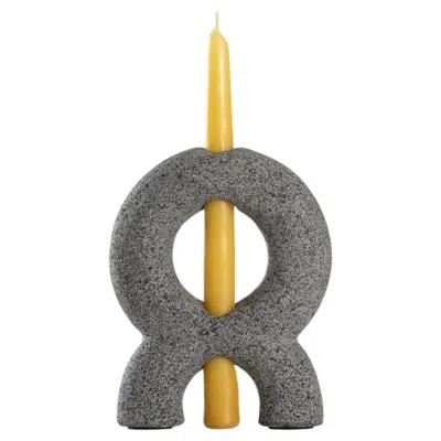 Pre-owned 1stdibs Volcanic Stone, Eclipse Candle Holder By Tenam Studio In Gray