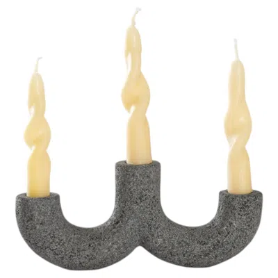 Pre-owned 1stdibs Volcanic Stone, Ocean Candle Holder By Tenam Studio In Gray