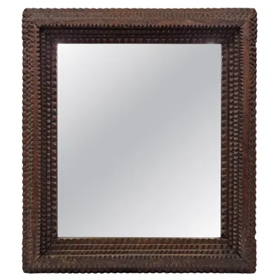 Pre-owned 1stdibs Wall Mirror Frame, Tramp Art Folk Art, Richly Carved, 1880s, Austria In Brown