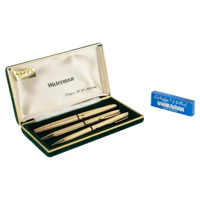 Pre-owned 1stdibs Waterman Gold-plated Pens Set, Metal, Italian Craftsmanship, 1980s In Sand