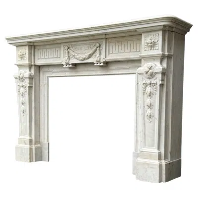 Pre-owned 1stdibs White Carrara Marble Louis Xvi Mantel, Antique French Fireplace, 1880