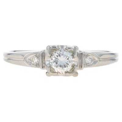 Pre-owned 1stdibs White Gold Diamond Art Deco Engagement Ring - 18k Round Brilliant .24ctw Vintage