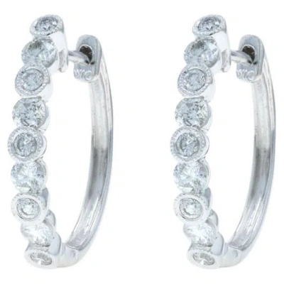 Pre-owned 1stdibs White Gold Diamond Hoop Earrings 14k Round Brilliant 1.00ctw Pierced