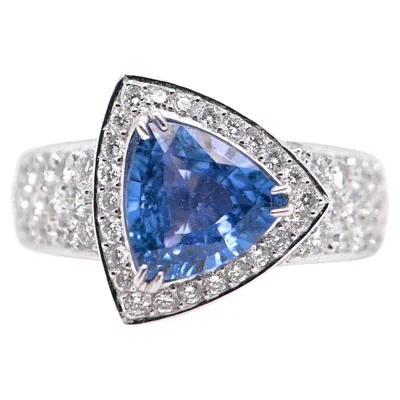 Pre-owned 1stdibs White Gold Ring Set With A Sapphire And Diamonds