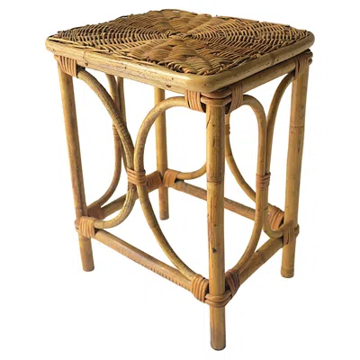 Pre-owned 1stdibs Wicker Rattan Side Or Drinks Table, Circa Mid-20th Century In Brown
