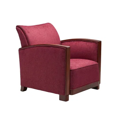 Pre-owned 1stdibs Wine Red Upholstered Art Deco Armchair, Europe Mid-20th Century