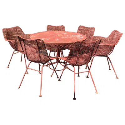Pre-owned 1stdibs Woodard Sculptura 7 Piece Patio Set In Brown