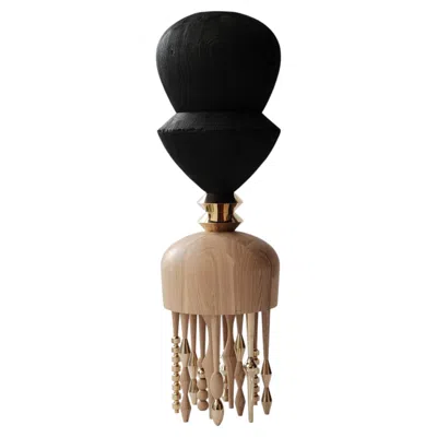 Pre-owned 1stdibs Wooden And Brass Contemporary Sculpture "lu" By Zlata Kornilova In Brown