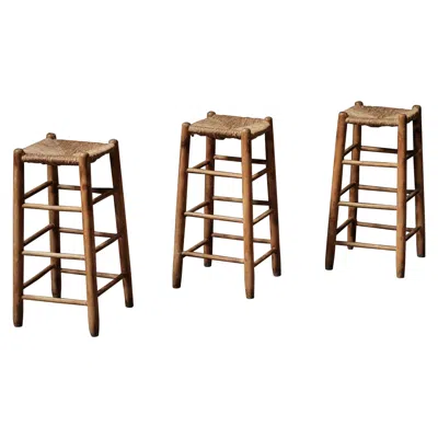 Pre-owned 1stdibs Woven Bar Stool, Mid-19th Century, Handcrafted Wood & Cord, France In Brown