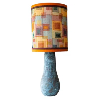 Pre-owned 1stdibs Xxl Elongated Ovoid Blue Ceramic Table Floor Lamp With Lampshade By R. Hoube