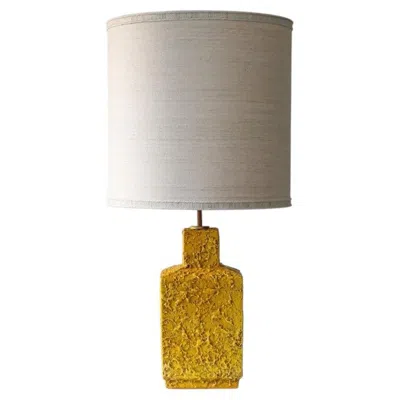 Pre-owned 1stdibs Yellow Ceramic Cube Table Floor Lamp Combined With Neutral Shade By R. Houben
