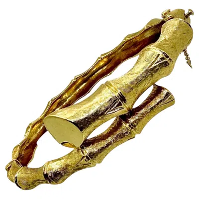 Pre-owned 1stdibs Yellow Gold Bamboo Motif Bypass Bangle Bracelet