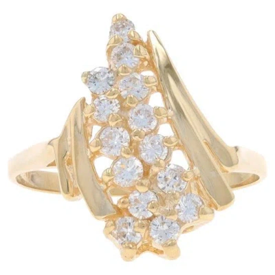Pre-owned 1stdibs Yellow Gold Diamond Cluster Cocktail Ring - 14k Round Brilliant .56ctw Fan