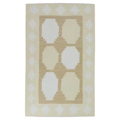 Pre-owned 1stdibs Yellow Modern Flatweave Handmade Wool Rug 2'10" X 4'8"