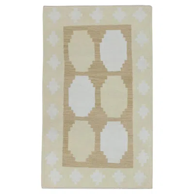 Pre-owned 1stdibs Yellow Modern Flatweave Handmade Wool Rug 2'10" X 4'8"