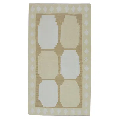 Pre-owned 1stdibs Yellow Modern Flatweave Handmade Wool Rug 2'9" X 4'10"