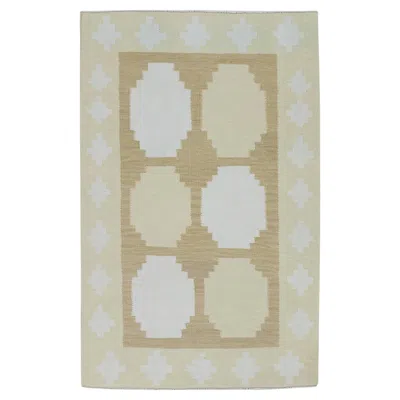 Pre-owned 1stdibs Yellow Modern Flatweave Handmade Wool Rug 3' X 4'8"