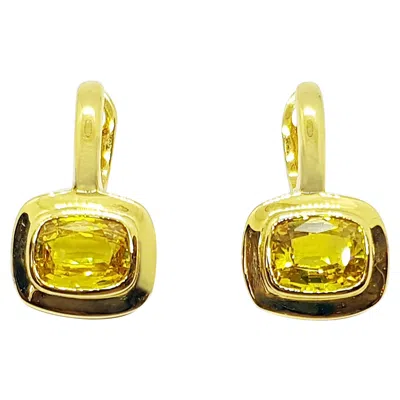 Pre-owned 1stdibs Yellow Sapphire Earrings Set In 18 Karat Gold Settings
