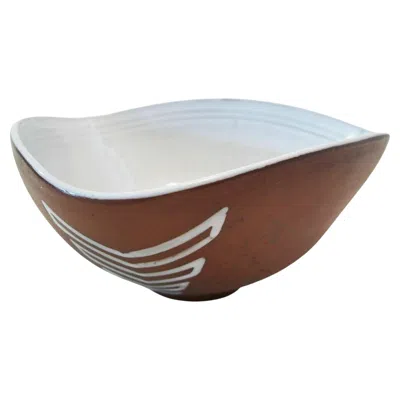 Pre-owned 1stdibs Yixing Zisha Glazed Ceramic Bowl, Hand Painted Chevron Design, 20th Century In Gray