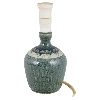Pre-owned 1stdibs Yngve Blixt, Höganäs. Stoneware Table Lamp With Textured Surface And Green Glaze