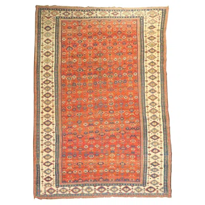 Pre-owned 1stdibs Zabihi Collection 19th Century Tribal Oversize Geometric Rug In Orange
