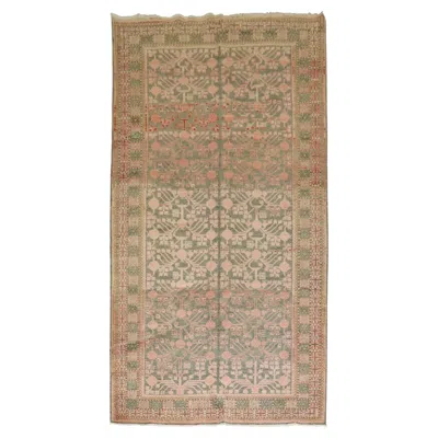 Pre-owned 1stdibs Zabihi Collection Antique Pomegranate Gray Salmon Khotan Gallery Rug In Pink