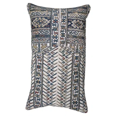Pre-owned 1stdibs Zabihi Collection Geometric Flatweave Soumac Bolster Size Pillow In Gray