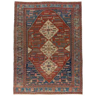 Pre-owned 1stdibs Zabihi Collection Rustic Bakshaish Tribal Room Size Rug In Brown