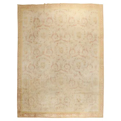 Pre-owned 1stdibs Zabihi Collection Vintage European Floral Room Size Rug In Sand