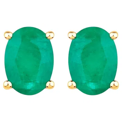 Pre-owned 1stdibs Zambian Emerald Earrings 1.42 Carats 10k Yellow Gold