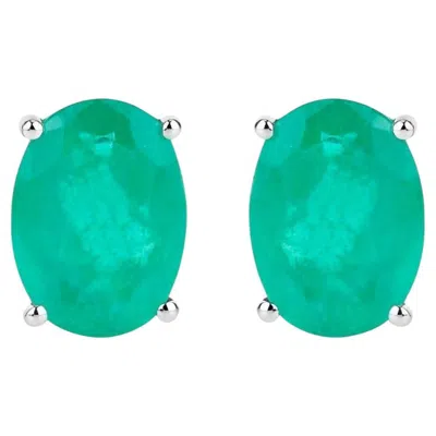 Pre-owned 1stdibs Zambian Emerald Earrings 2.38 Carats 10k White Gold