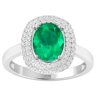 Pre-owned 1stdibs Zambian Emerald Ring With Diamonds 1.97 Carats 14k White Gold