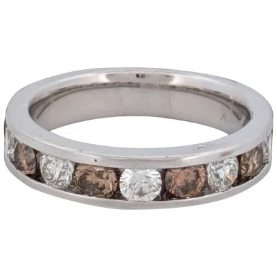 Pre-owned 1stdibs Zemira 10k White Gold Ring With 1.50ct Cognac & White Diamonds