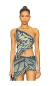 1xblue Butterfly Top In Blue