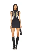 1xblue Feather Dress In Black